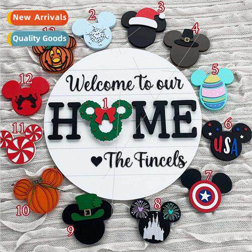 LKX Wooden Door gn Cartoon Mickey Replaceable Wooden Door gn