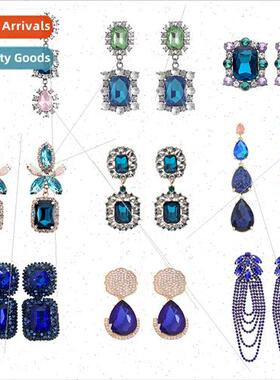 earringsEurope square drop earrings diamonds glass zirconia