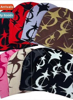 Y2K knted cap pentagram men women jacquard cap Europe Uned S