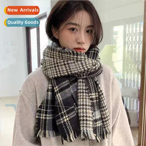 Thousbird check couple imation cashmere shawl neck scarf aut