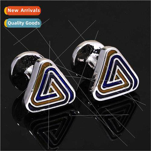 Triangle cufflinks striped cufflinks alloy drip oil men text