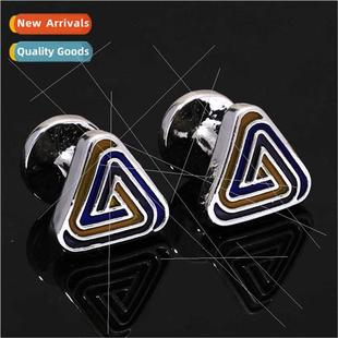 alloy striped drip oil text Triangle men cufflinks