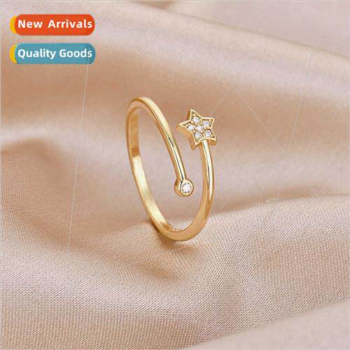 Koreadiamond stars sweet simple pentagram ring girls lerary