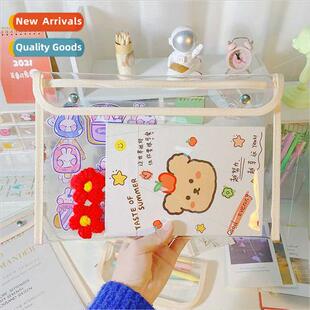 mple transparent document bag PVC snap bag student test pape