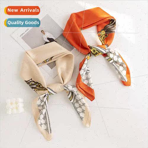 Printed chain pattern simulation silk scarf fashion commuter