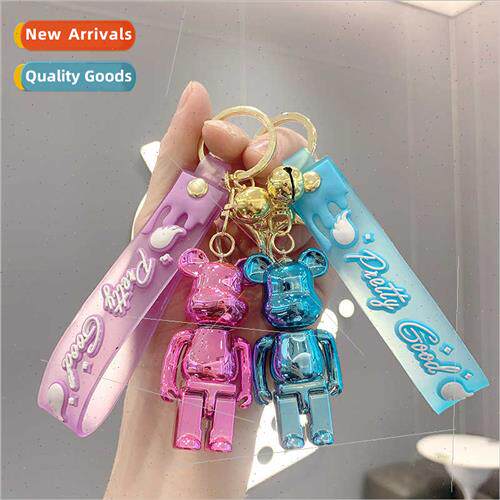 Acrylic fluid violent bear key chain book bag cute car penda