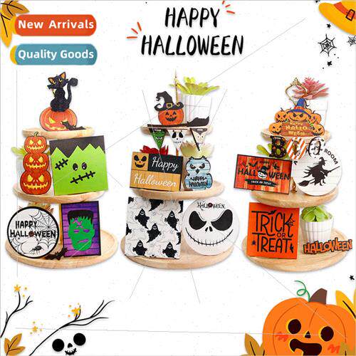 New Halloween layered tray decorations wooden cards party su