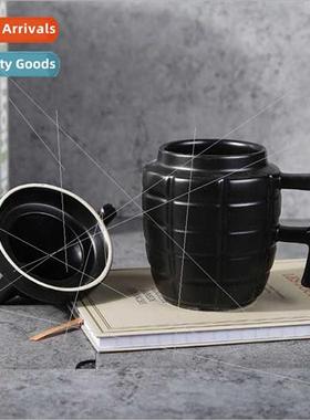 Creative grenade cup wh lid ceramic mine mug milary office c