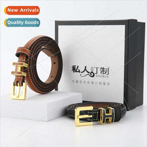 Genuine leather letters counter thin belt women su jacket ve