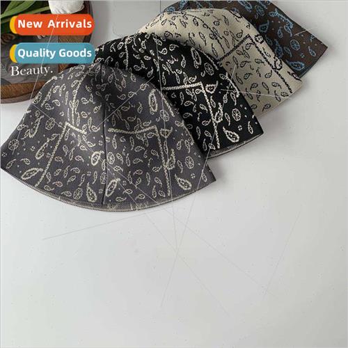 Cashew flower knted bucket hat female fisherman hat sub fall