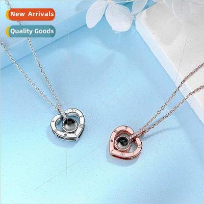 Fashion Heart Shaped Projection Necklace Women Love Heart Pe