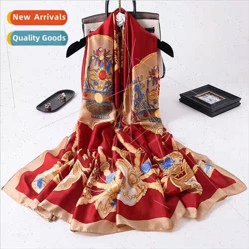 2021 spring summer new printing fashion long sunscreen silk