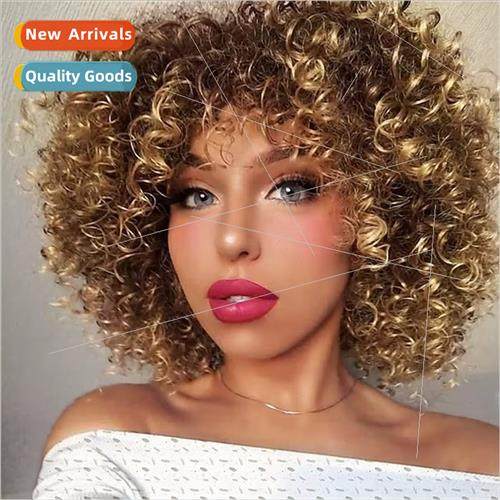 African small volume fluffy short curly hair female syntheti