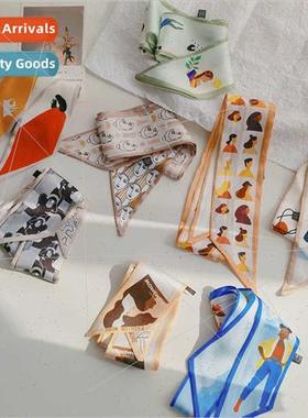 Temperament girl silk scarf hair ribbon hair tie long floati