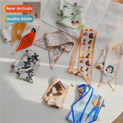 Temperament girl silk scarf hair ribbon hair tie long floati