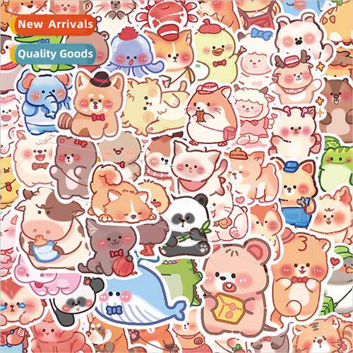 60 cartoon INS colorful cute animals handbook decorative sti