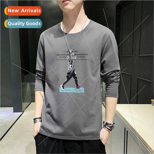 New autumn 100 cotton long-sleeved t-shirt men nd bottoming图片