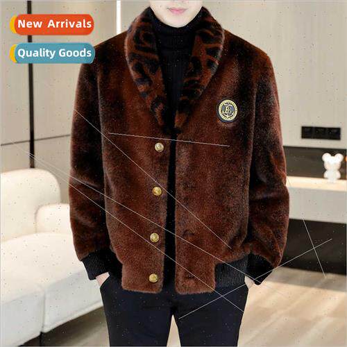 2023 new winter gold mink fur coat men fur one coat high-end