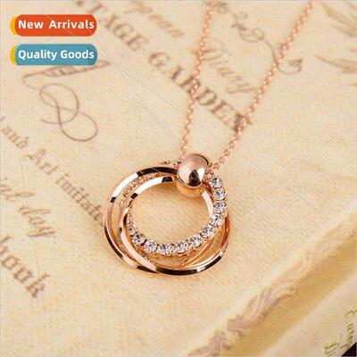 three rings necklace women simple versatile fashion sweet co