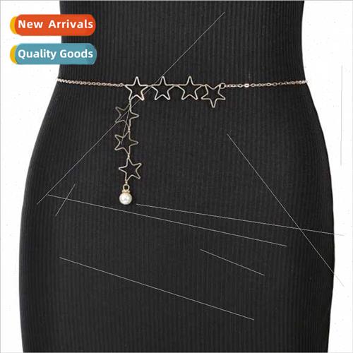 zq4149waist chain ladies waist chain pentagram pearl chain c