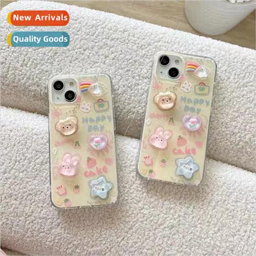 Korean  ins three-dimensional rabbit bear 适用 Apple 13/14Pr