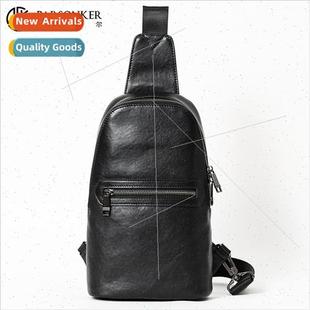fash new cross leather men Slanting casual bag chest satchel