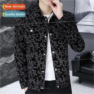 youth Engljacket lapel jacket men fall Slim Korean plaid