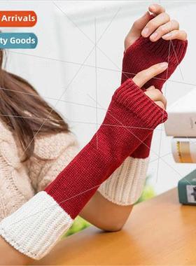 Korean  ladies gloves colour blocking computer typing half f