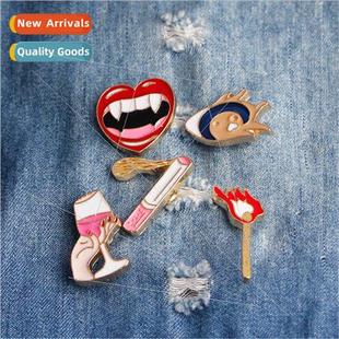 glass matches brooch cute cigarette wine fish Cartoon love