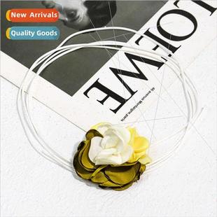 elegant necklace camellia tie French neck flower