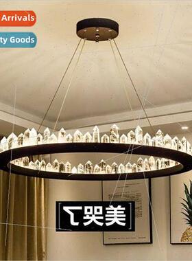 Scandinavian light luxury living room crystal chandelier pos