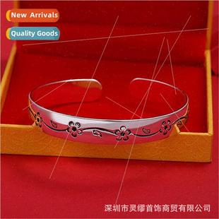 flower twig bracelet Silver open vintage children bra plated