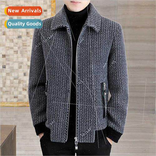 Lapel fall winter men gold mink jacket middle-aged business