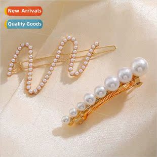 Pearl Spring Clip Hair Clip Female Europe Wave Pearl Duckbil