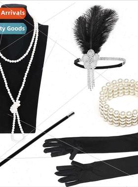 1920s Flapper Girl Dress Halloween Costume Gloves Smoking Po