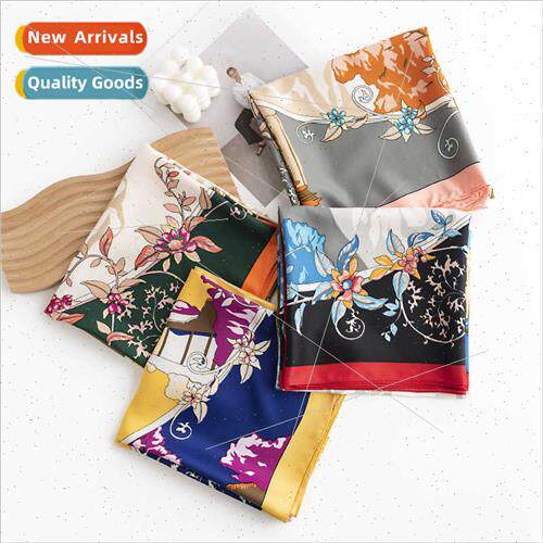 Botanical flowers printed small square scarf fashion commute