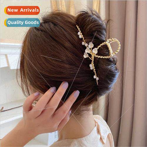 Korea pearl flower grab clip hair grab niche back head new h