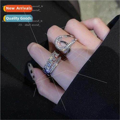 Korea niche full diamonds open ring versatile index finger