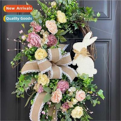 New Easter rabb wreath home simulation plant rattan wreath w