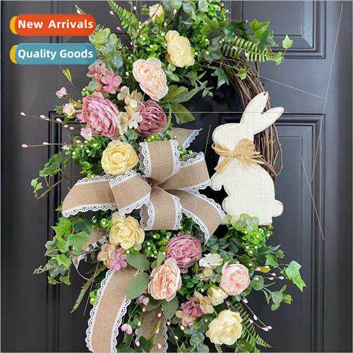 New Easter rabb wreath home simulation plant rattan wreath w