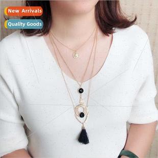 Korean jewelry gold Tao layer business multi necklace micro