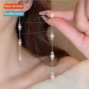 Koreafashion pearl tassel earrings female niche earrings sim
