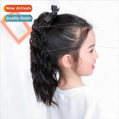 Children wig ponytail female strap-on simulation long hair c