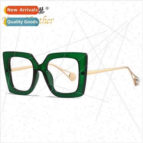 Classic copper foot square frame anti-blue light flat glasse
