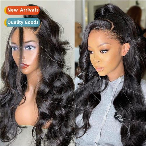 Wigs Europe Women Front Lace Wigs Black Medium Big Wave Long