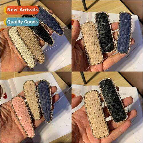 Korean leather hair clips black BB clip hair card side clip