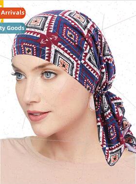 Stch Cotton Printed Bandana Hat Braided Wrap Hat Female Pira