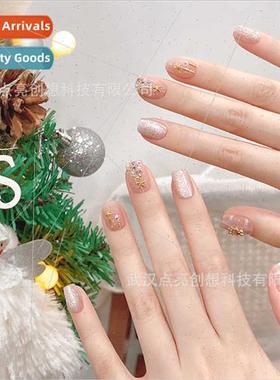 Christmas handmade wear nails ~ Christmas bells nude cat eye