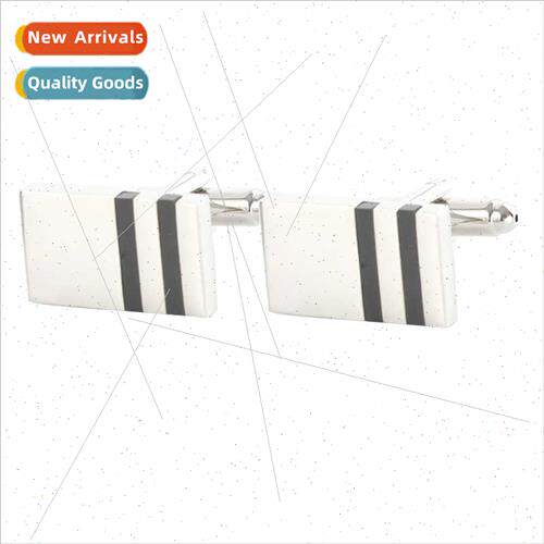French shirt rectangular cufflinks simple glossy blank inlai