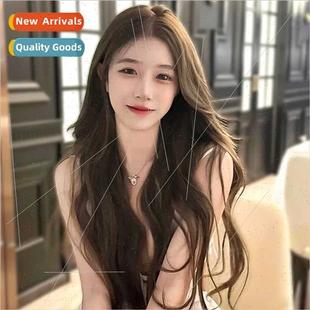 wave ban long eight parting center big hair curly female Wig